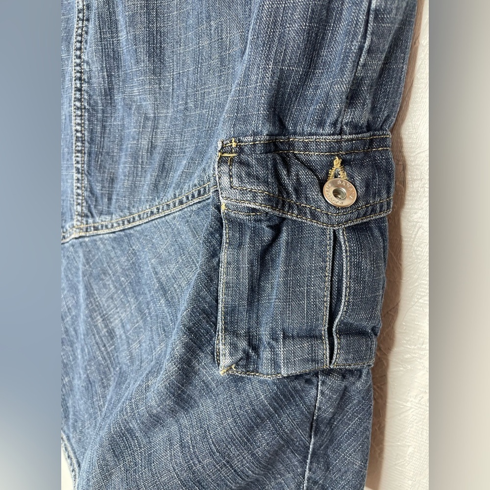Vintage Banana Republic Asymmetrical Hem Line Cargo Denim Skirt Y2K Size 4 - Picture 3 of 9